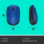 Logitech M171 draadloze muis - USB-ontvanger - blauw (nieuw) — bovenaanzicht
