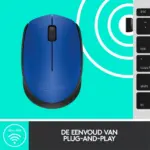 Logitech M171 draadloze muis - USB-ontvanger - blauw (nieuw) — poorten rechts