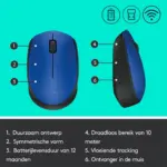 Logitech M171 draadloze muis - USB-ontvanger - blauw (nieuw) — poorten links